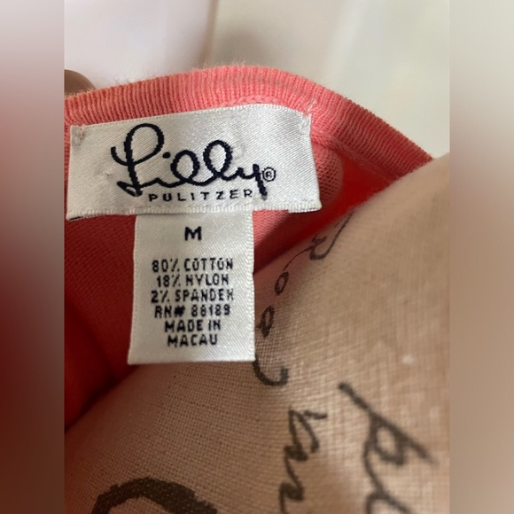 Lilly Pulitzer coral pink button up cardigan SZ Medium - Picture 3 of 7